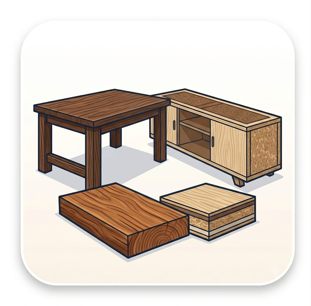 Solid wood and composite material furniture