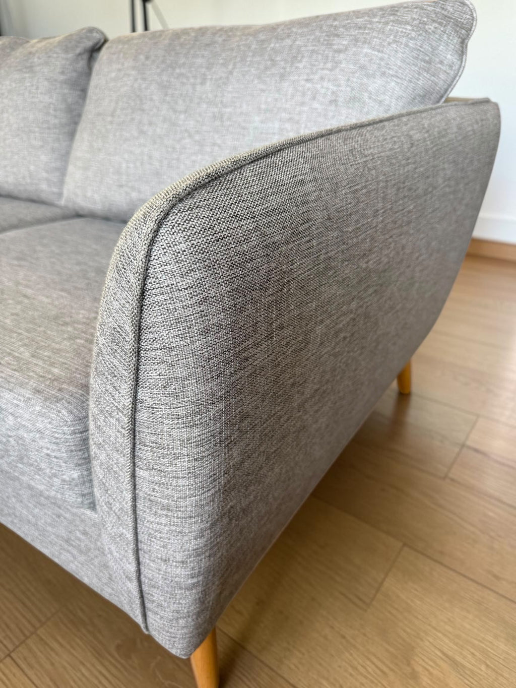 Scandinavian 3-Seat Sofa with Matching Ottoman – Light Grey