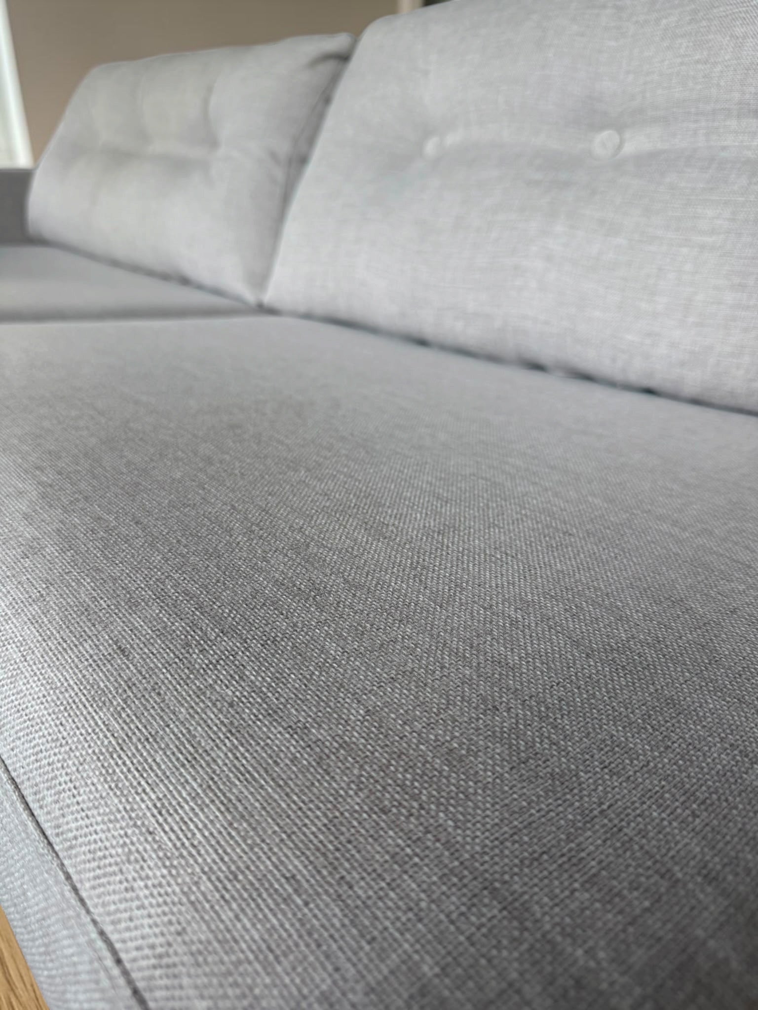 Tufted Light Grey Scandinavian 3-Seater Sofa