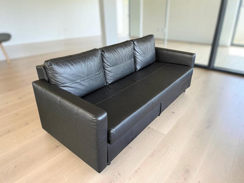 3-Seat Leather Sleeper Sofa Bed