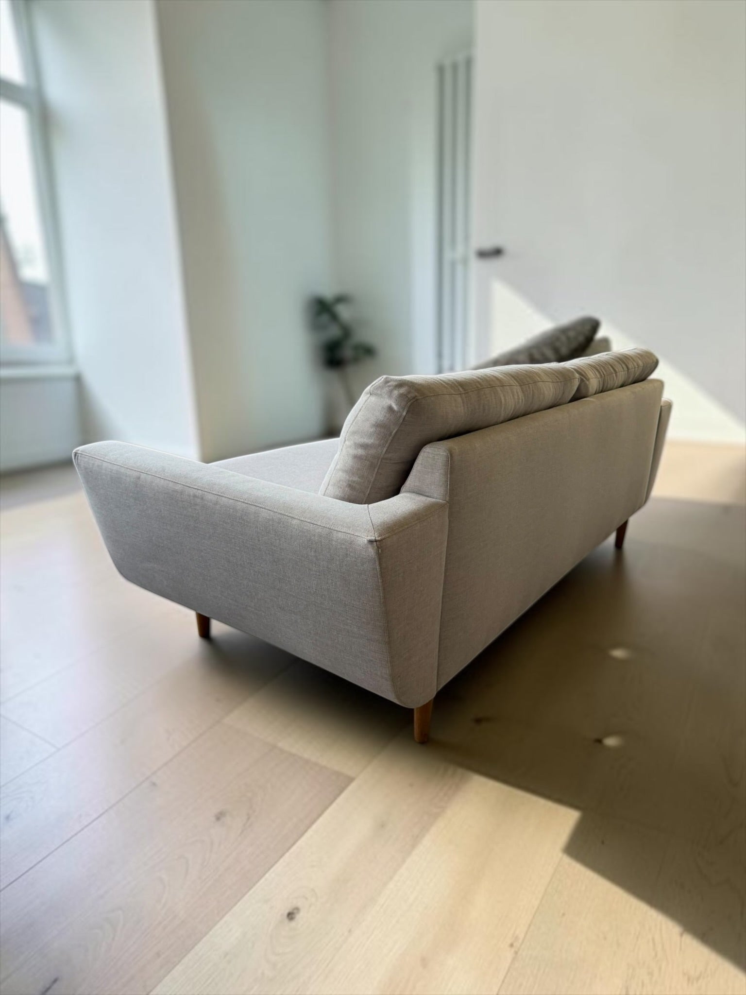 Tufted Light Grey Scandinavian 3-Seater Sofa