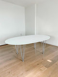 Modern Oval White Coffee Table with Chrome Wire Legs