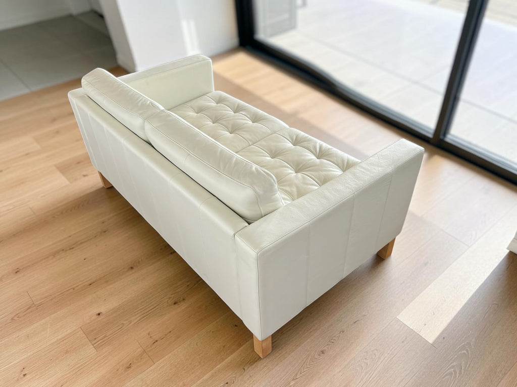 Elegant White Genuine Leather Sofa (165 cm)