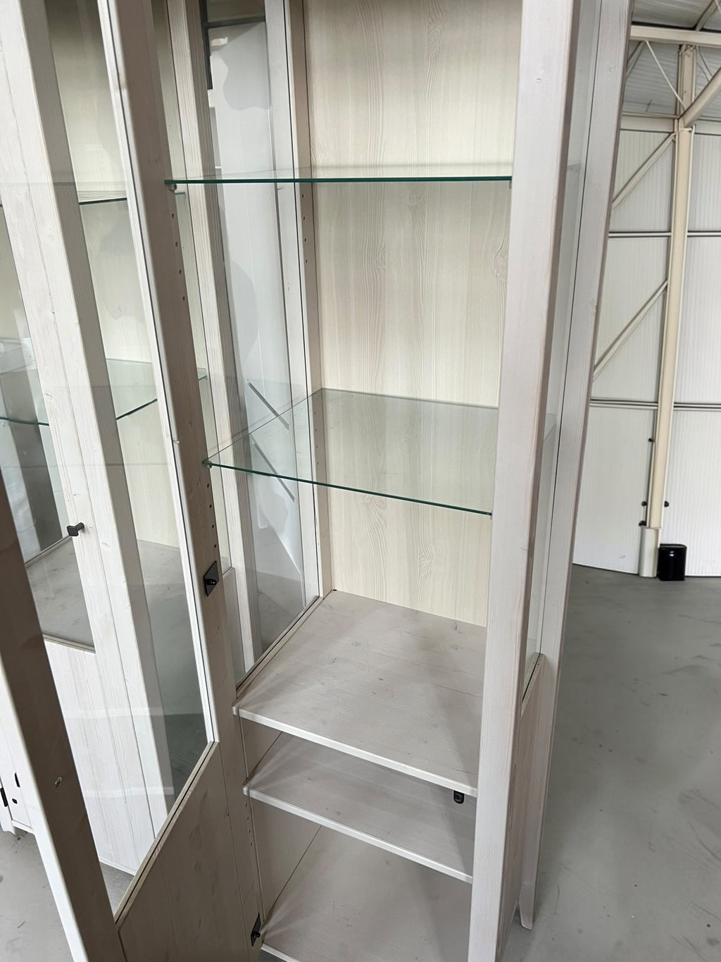 Pair of Solid Wood Glass Display Cabinet / Vitrine