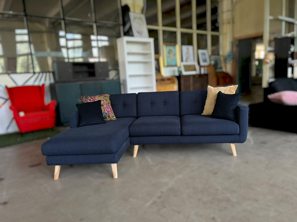 Compact mid century style corner sofa
