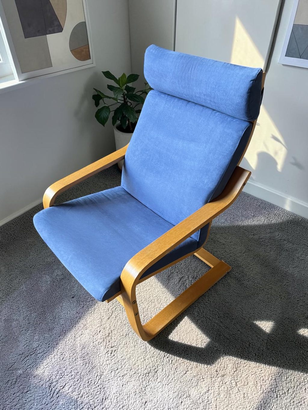 Cozy Blue Velvet Swivel/Rocking Armchair