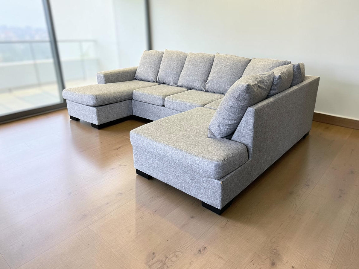 Large U-Shaped Sectional Sofa in Light Grey