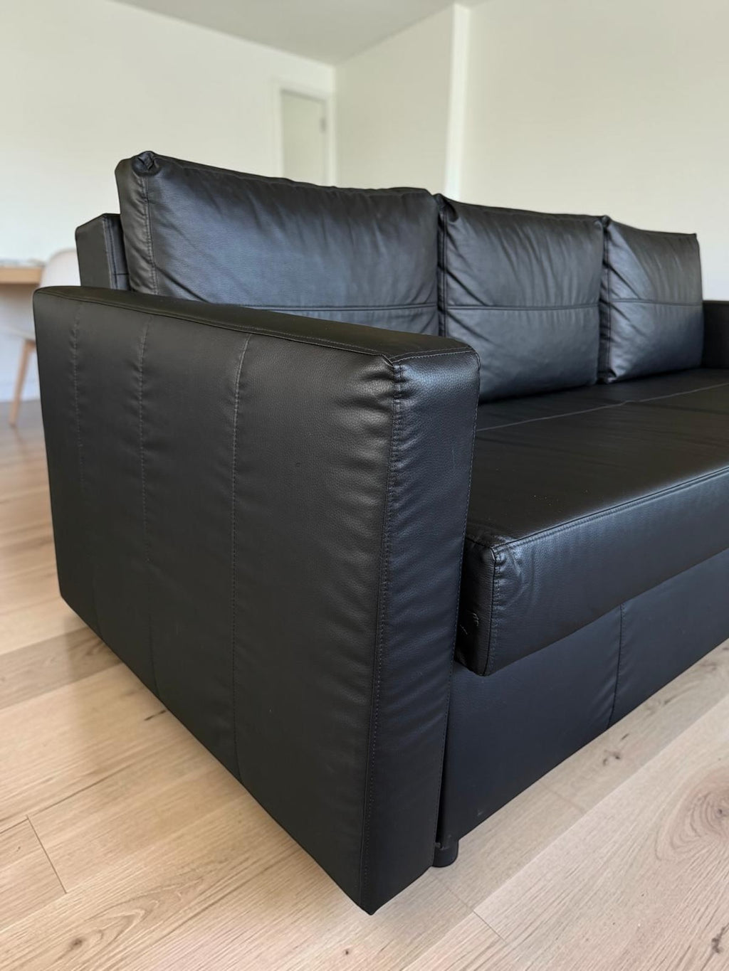 3-Seat Leather Sleeper Sofa Bed