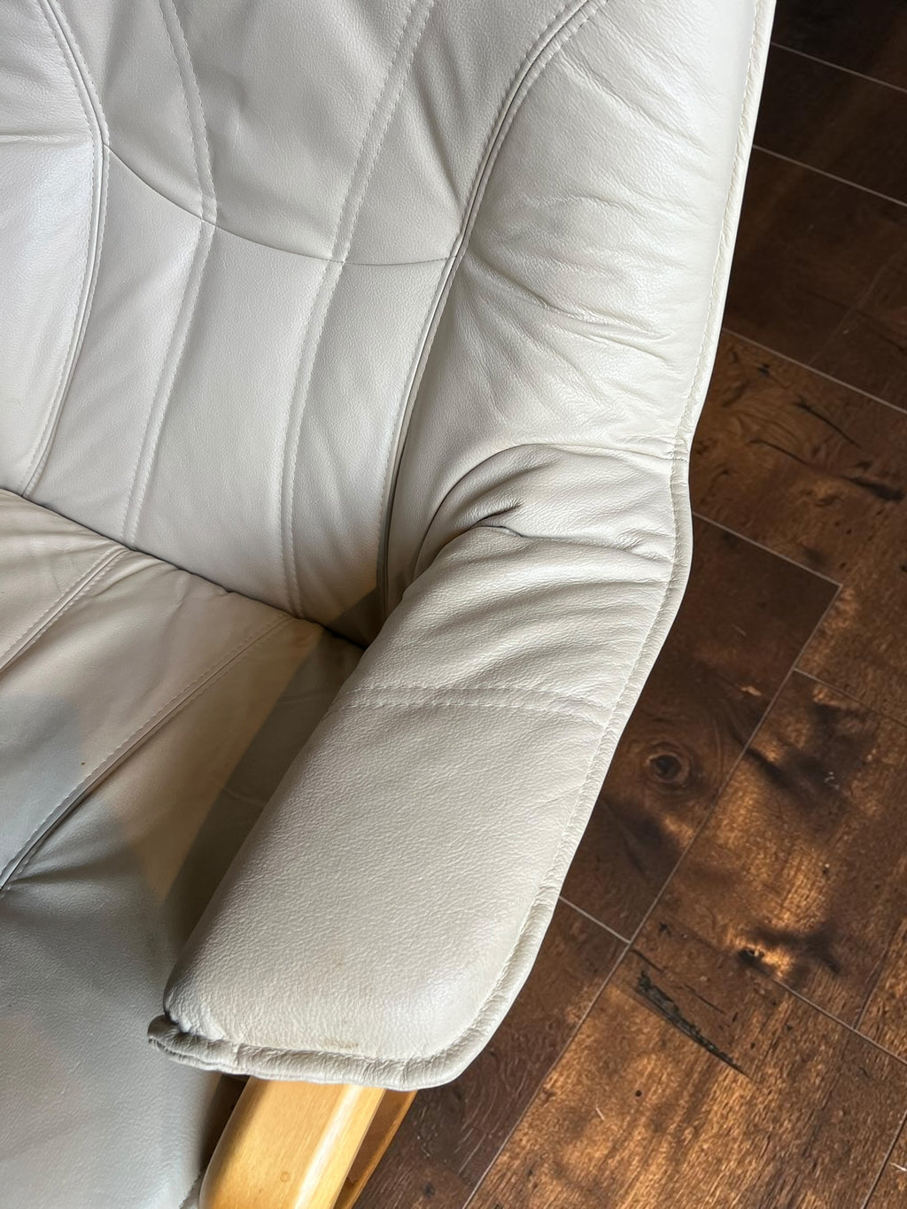 Genuine Leather Recliner lounge chair with footstool