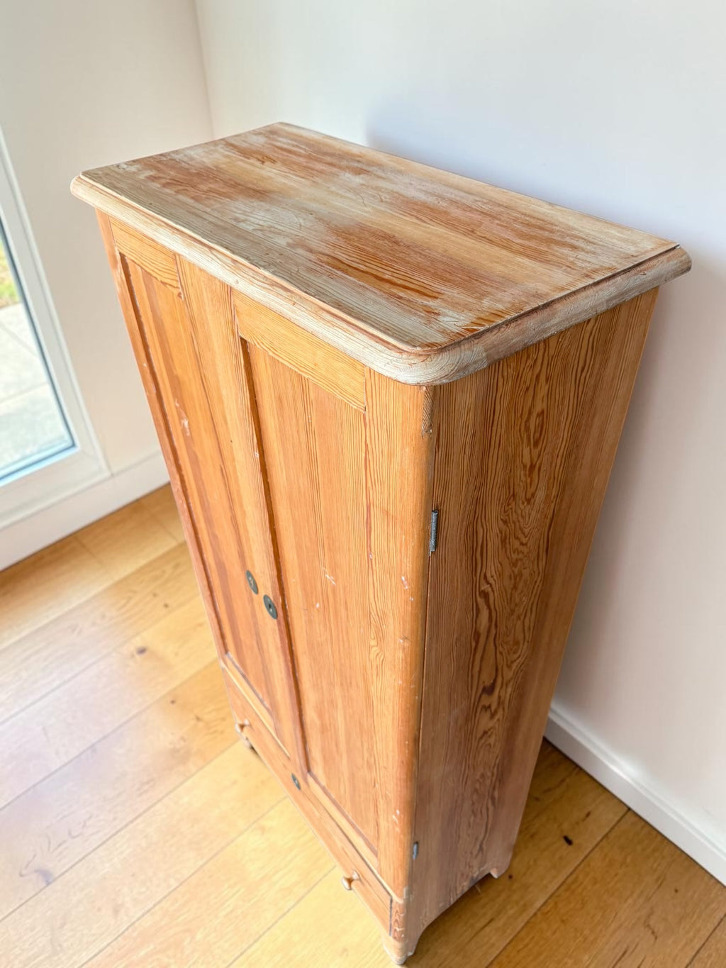 Vintage European-Style Pine Storage Cabinet