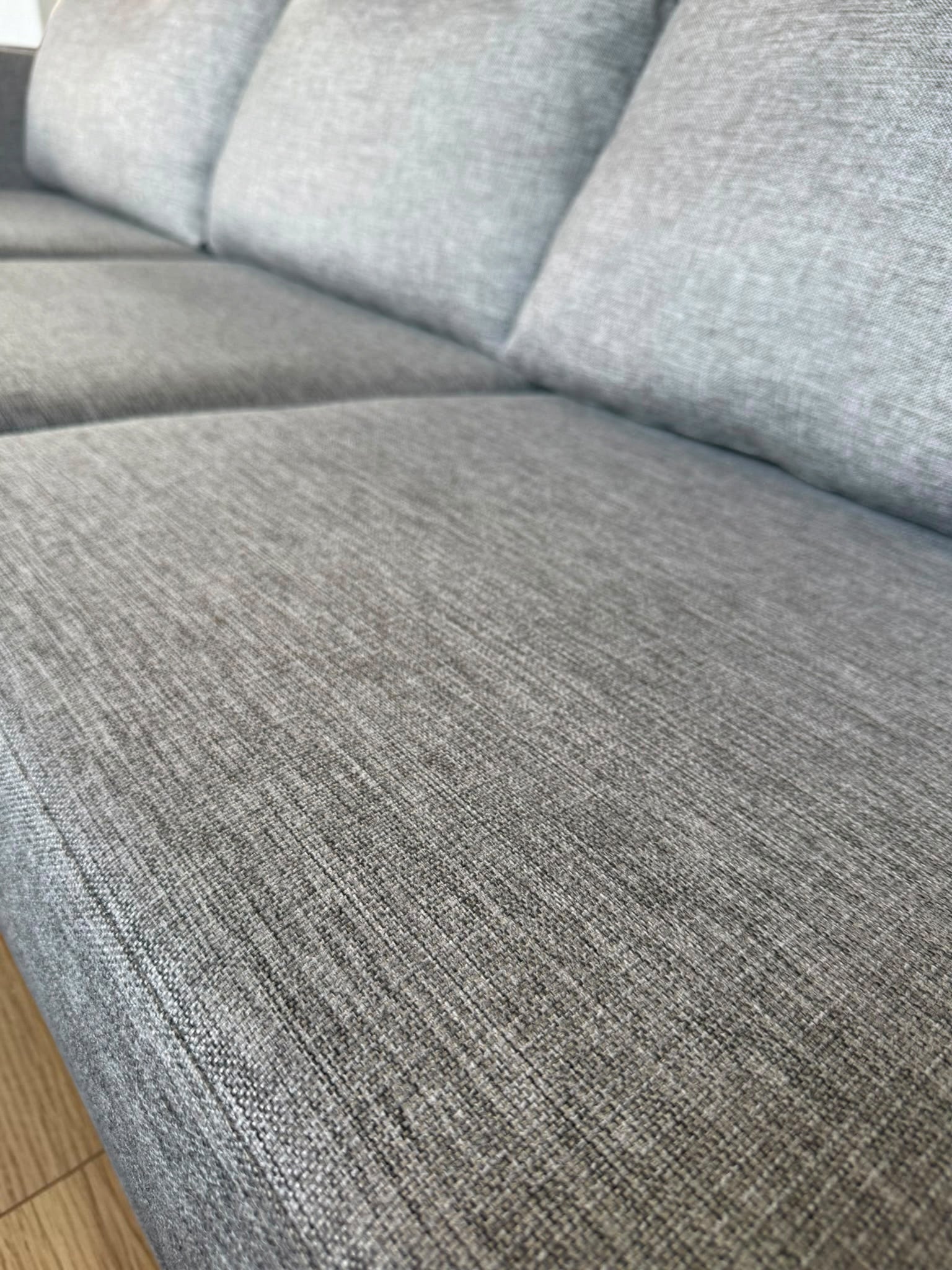 Scandinavian 3-Seat Sofa with Matching Ottoman – Light Grey