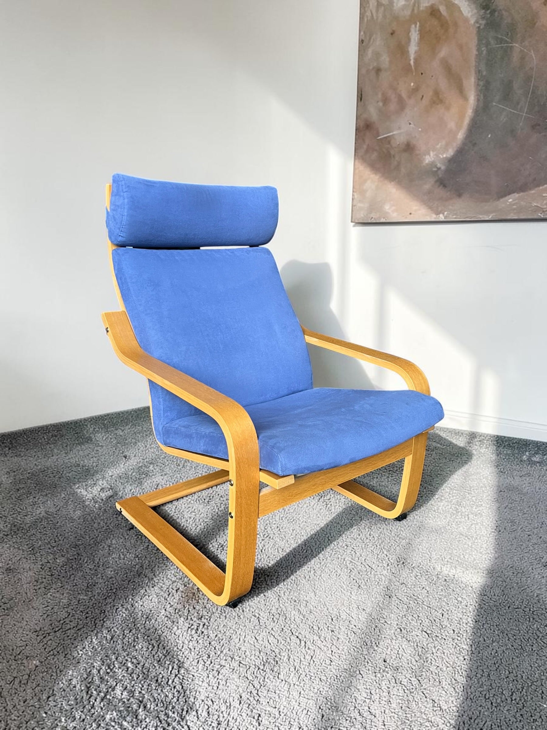 Cozy Blue Velvet Swivel/Rocking Armchair