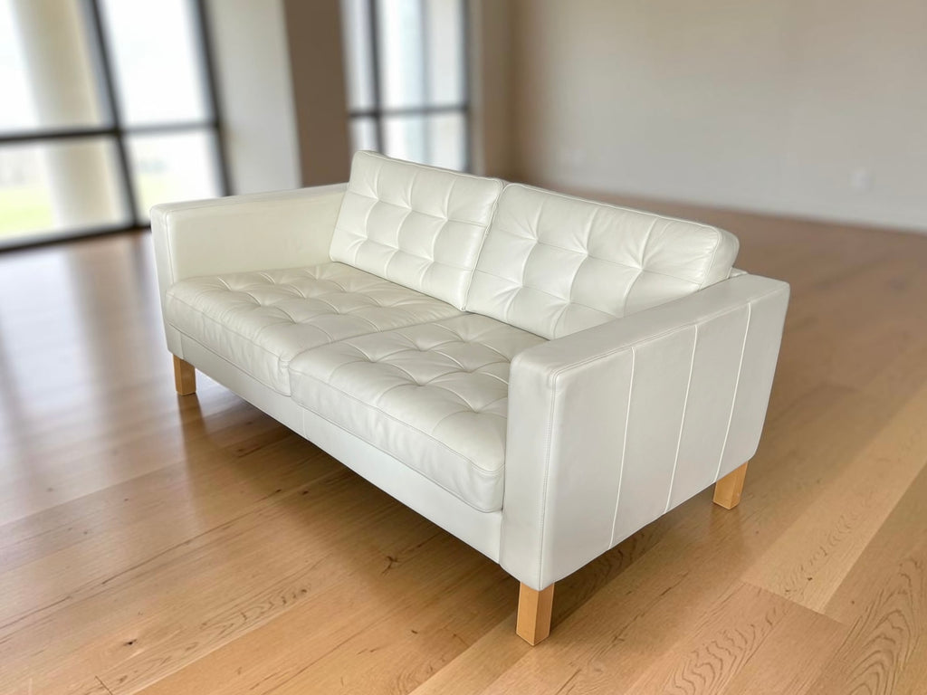 Elegant White Genuine Leather Sofa (165 cm)