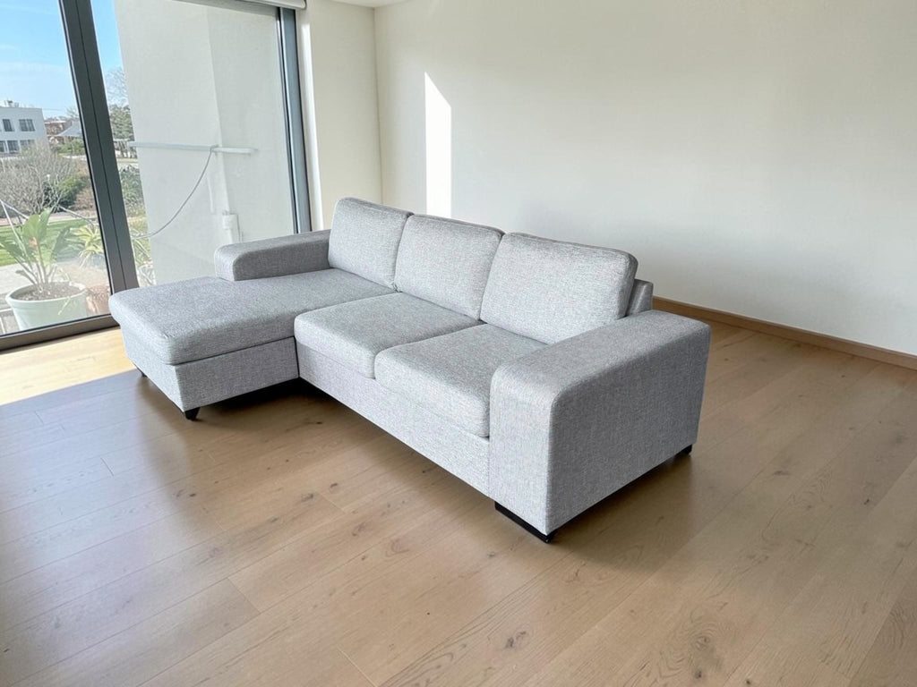 Modern light gray corner sofa