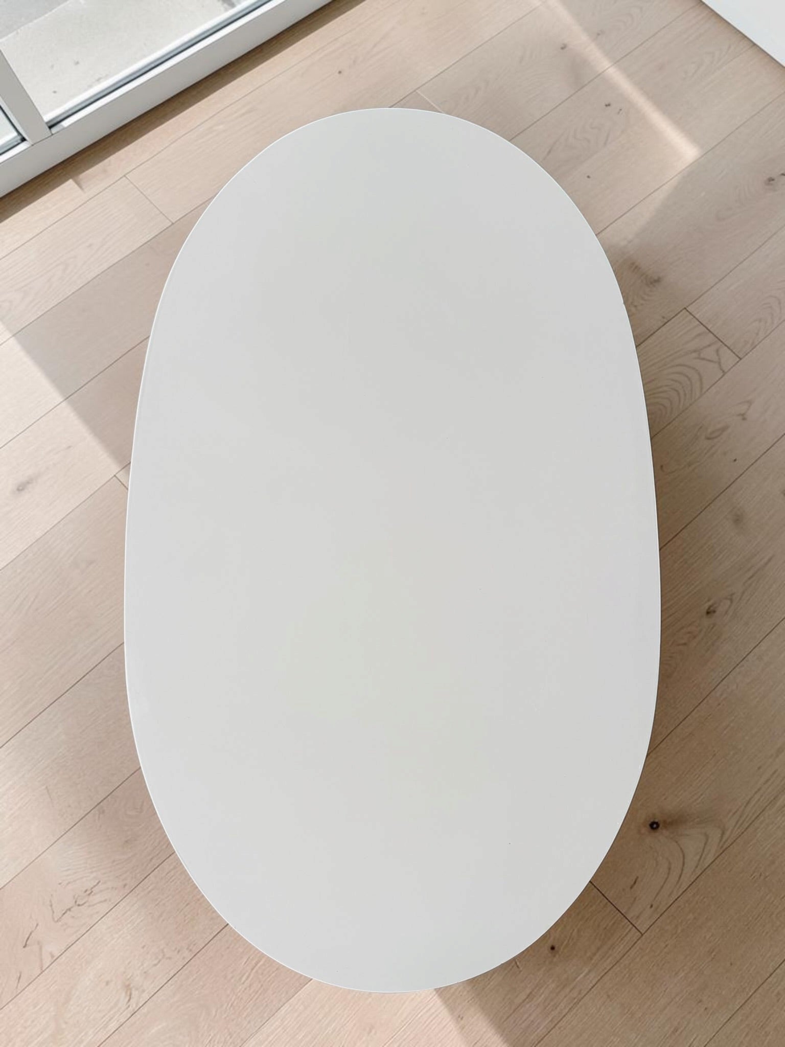 Modern Oval White Coffee Table with Chrome Wire Legs