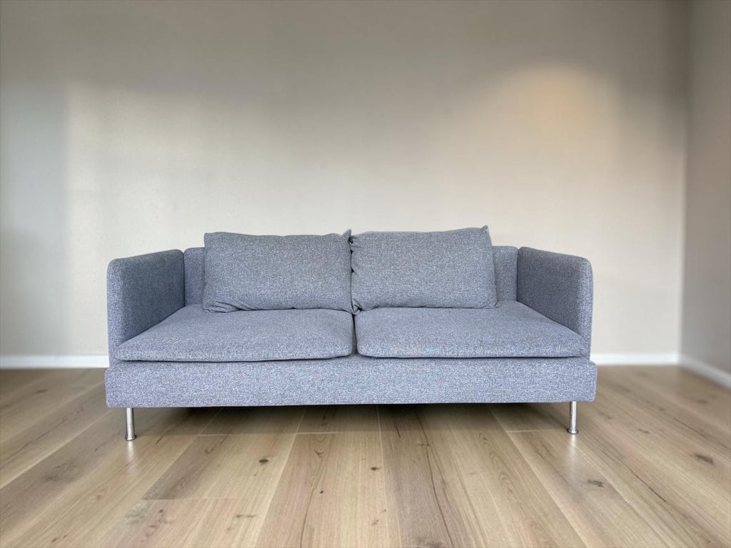 Modern Scandinavian-Style Grey Fabric 2-Seater Sofa