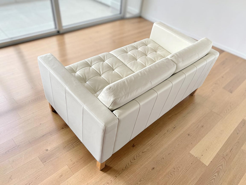 Elegant White Genuine Leather Sofa (165 cm)