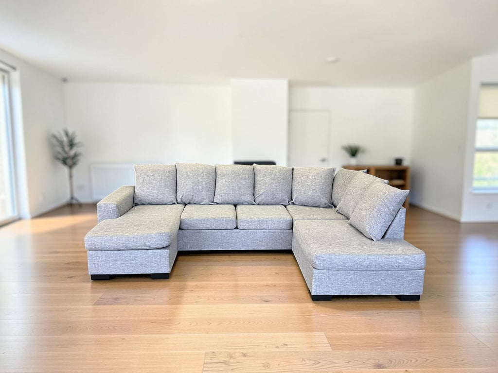 Large U-Shaped Sectional Sofa in Light Grey