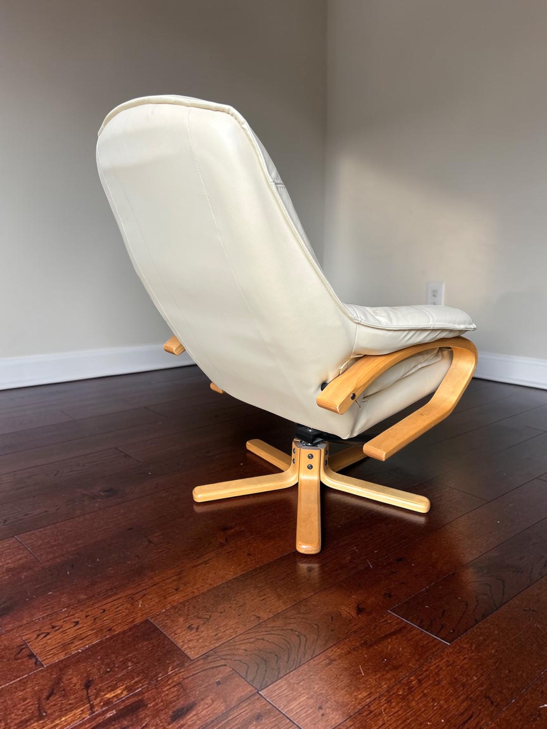 Genuine Leather Recliner lounge chair with footstool