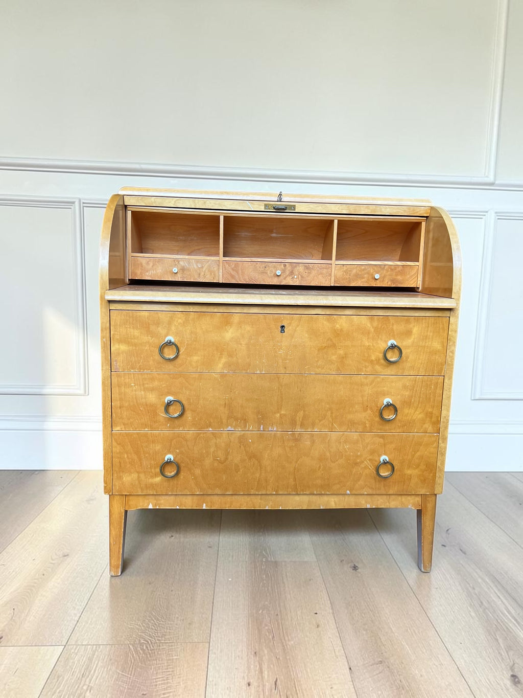 Vintage 1940s Swedish Cylinder Bureau