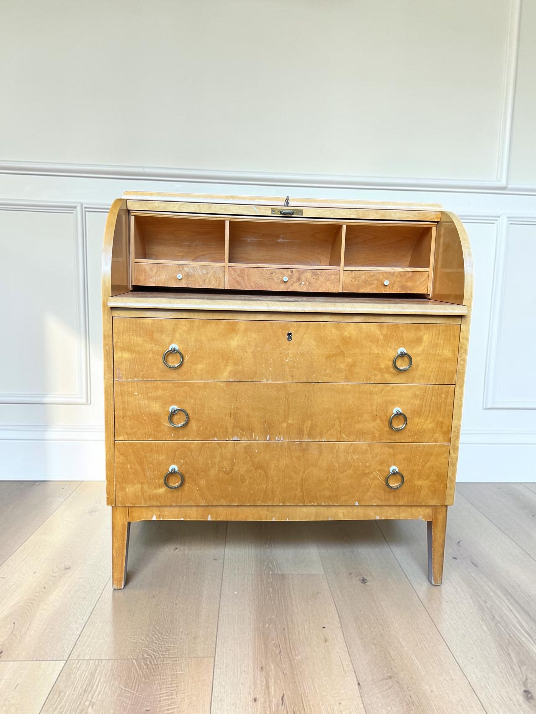 Vintage 1940s Swedish Cylinder Bureau