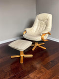 Genuine Leather Recliner lounge chair with footstool
