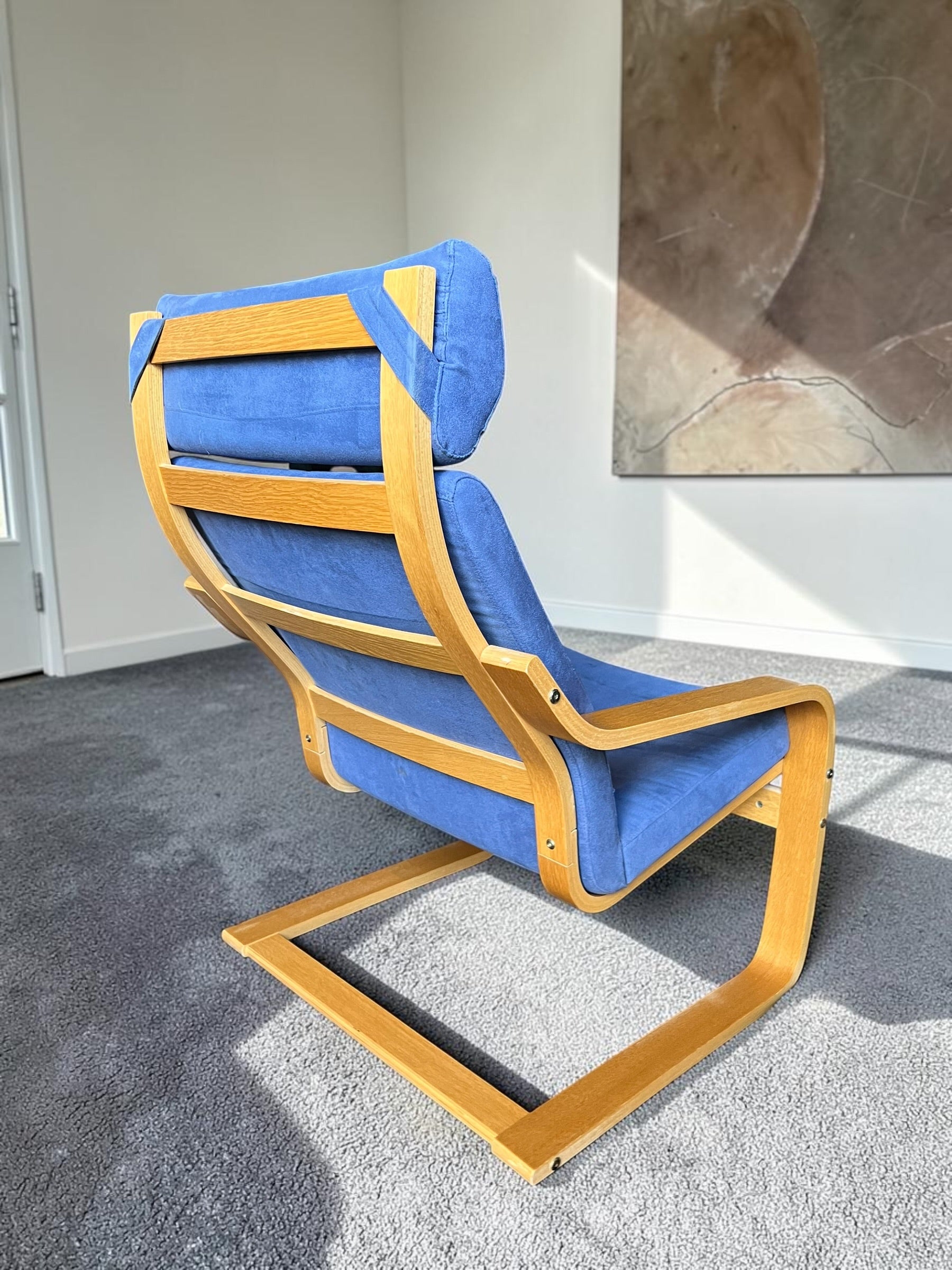 Cozy Blue Velvet Swivel/Rocking Armchair