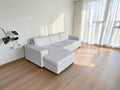 Modern light gray corner sofa