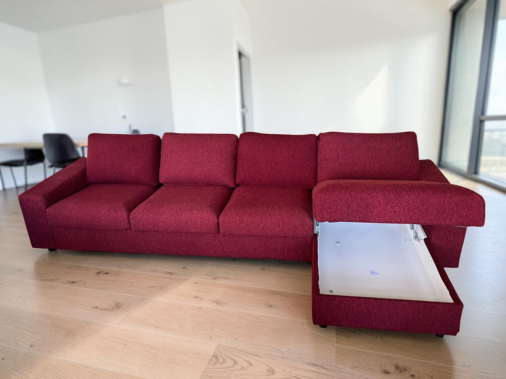 VIMLE 4-Seat Sectional Sofa with Chaise – Deep Burgundy