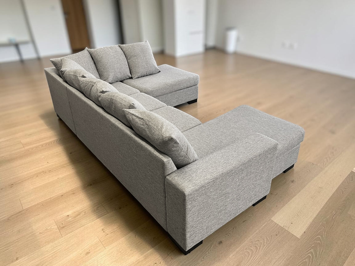 Large U-Shaped Sectional Sofa in Light Grey