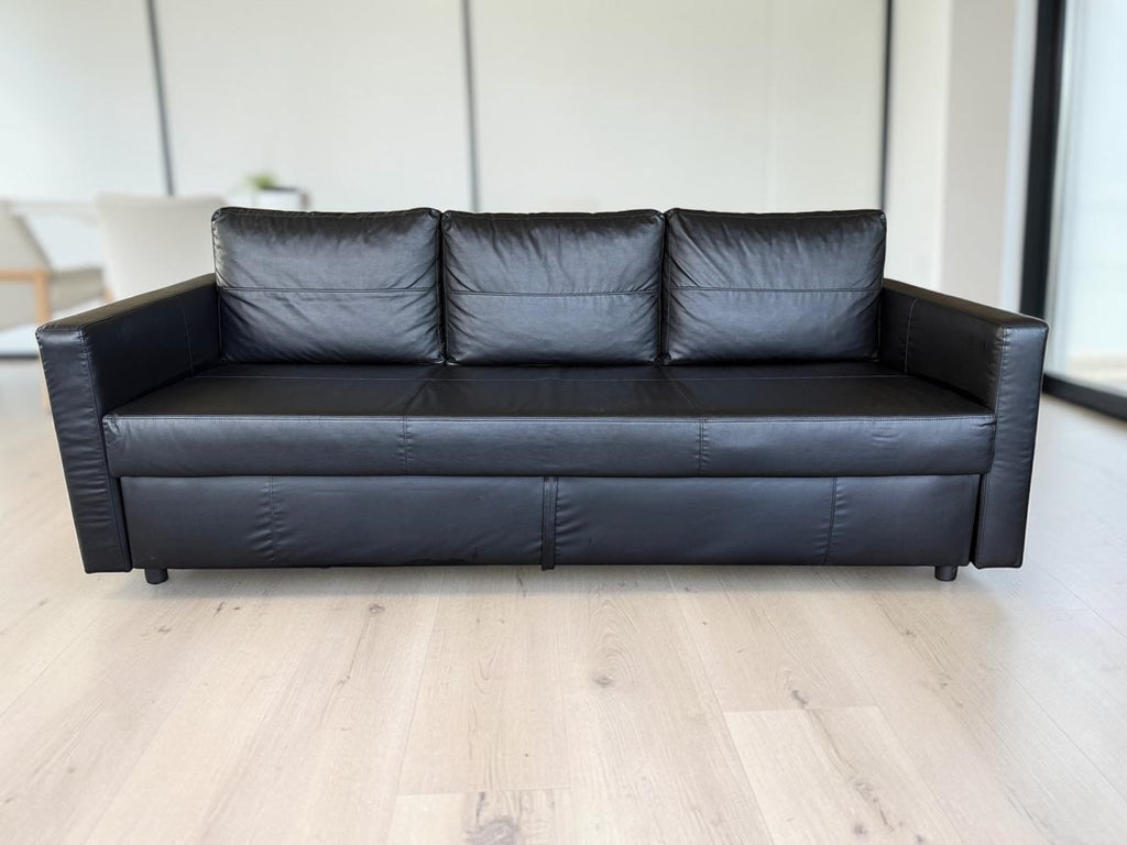 3-Seat Leather Sleeper Sofa Bed