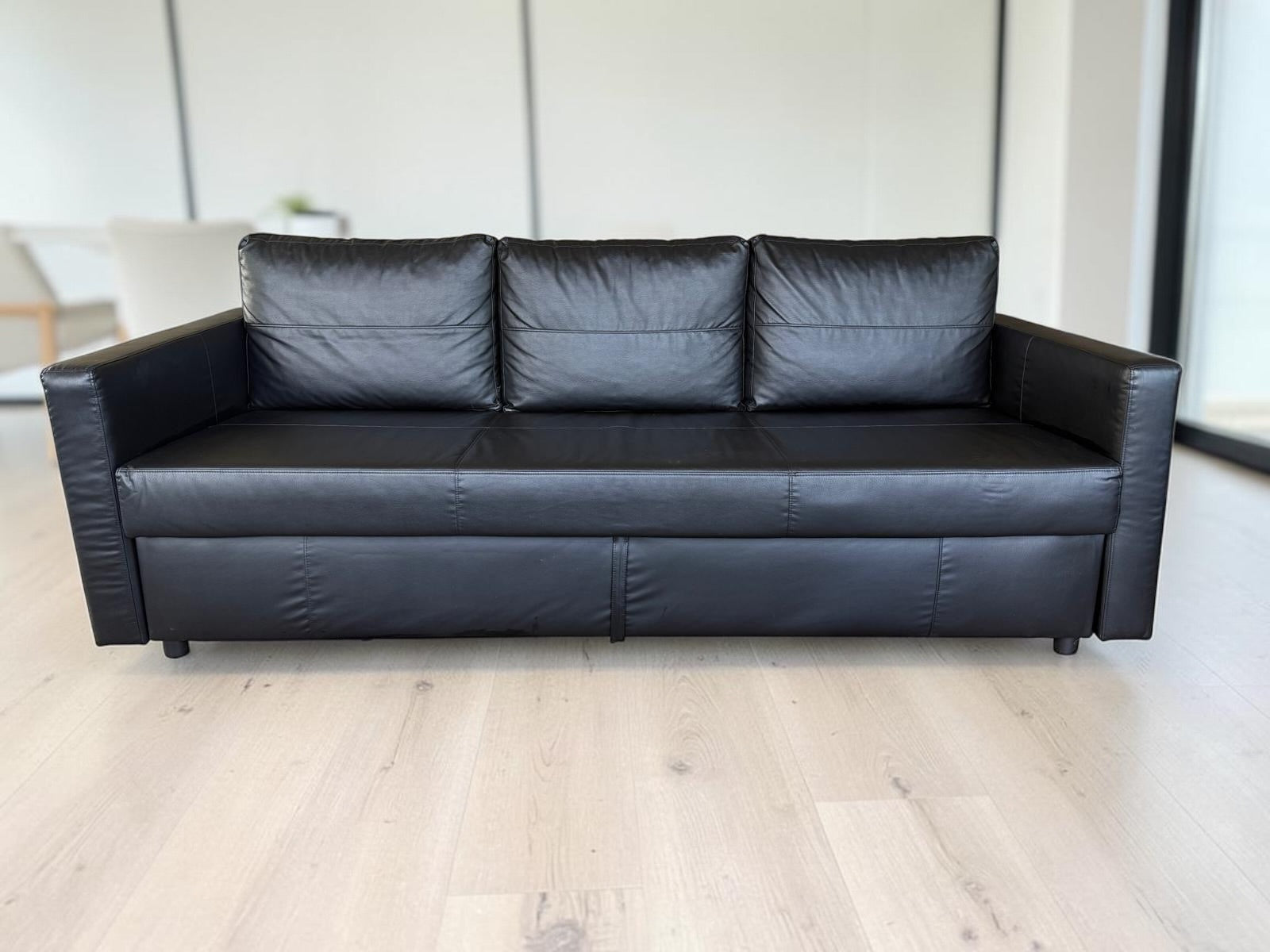 3-Seat Leather Sleeper Sofa Bed