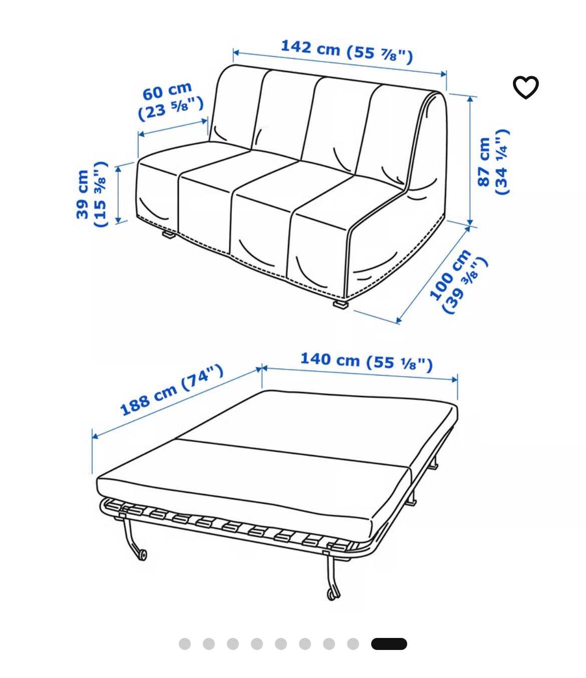 Compact sofa bed