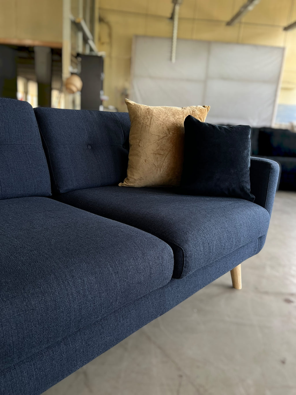 Compact mid century style corner sofa