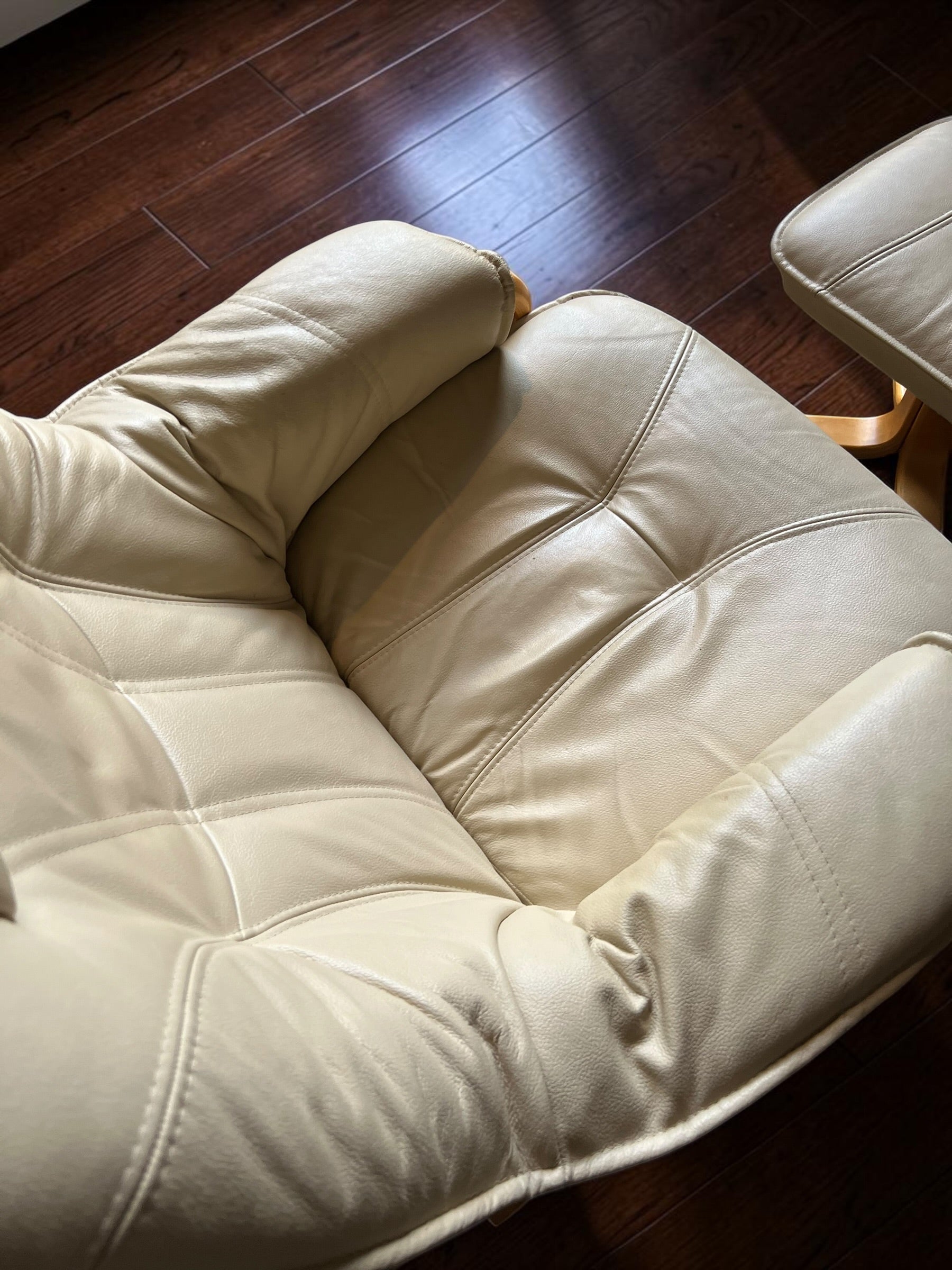 Genuine Leather Recliner lounge chair with footstool