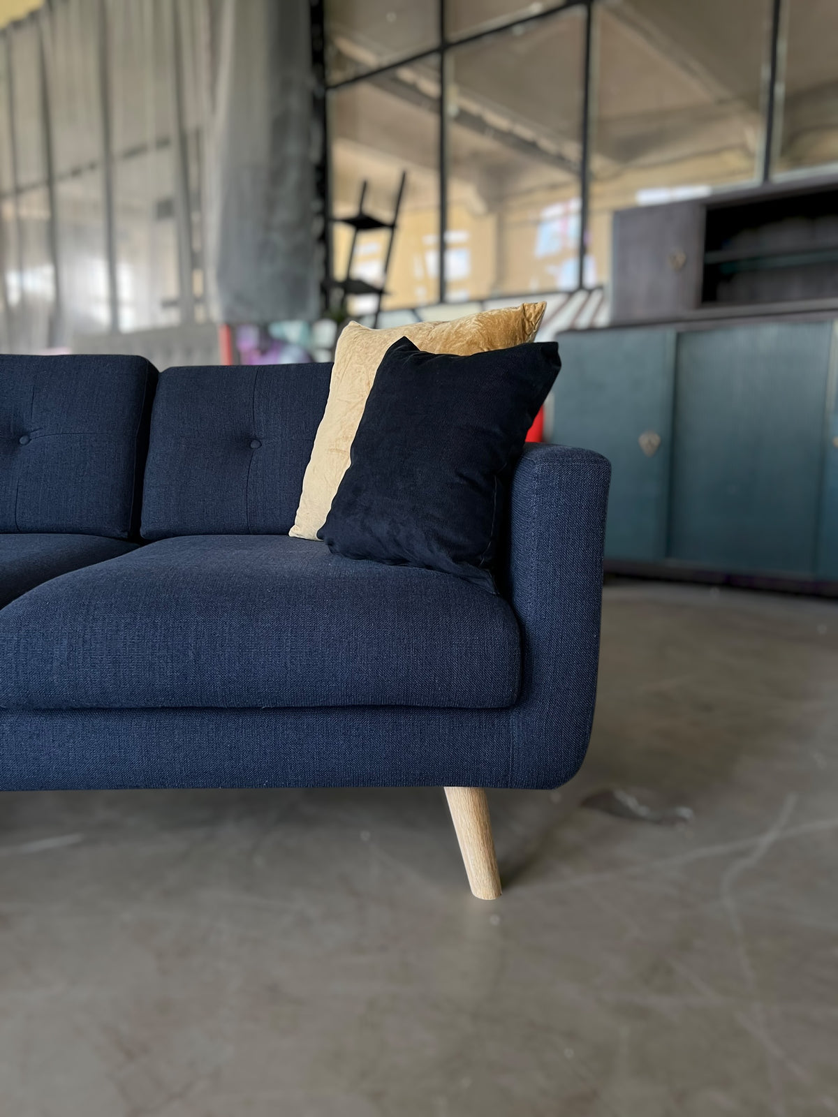 Compact mid century style corner sofa
