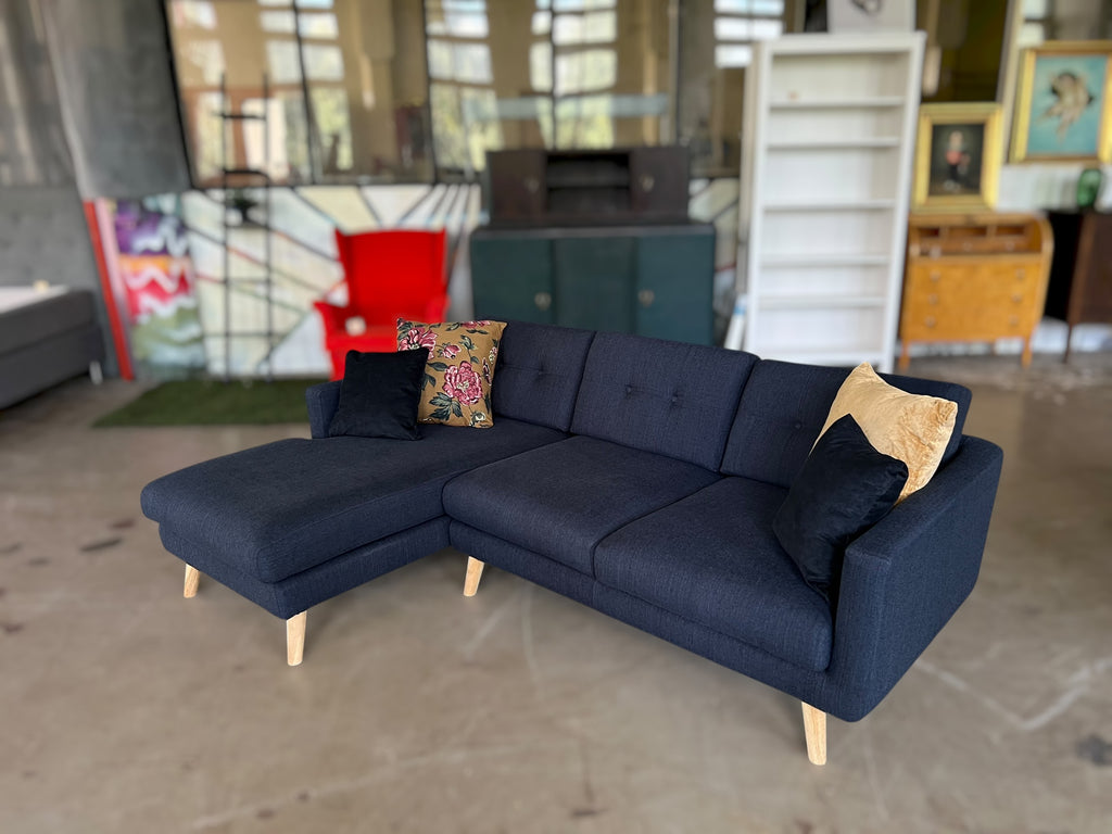 Compact mid century style corner sofa