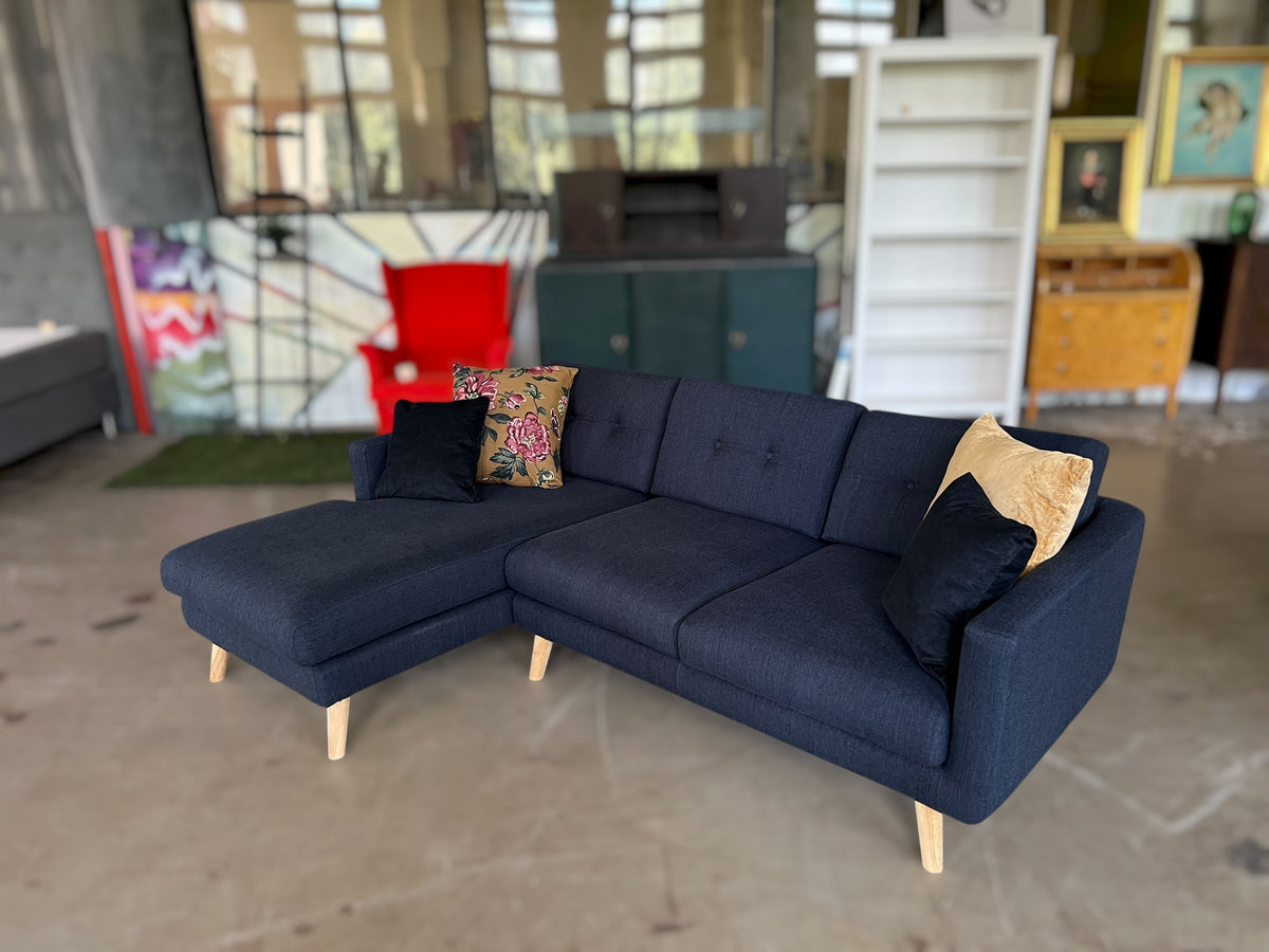 Compact mid century style corner sofa