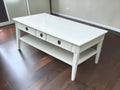 Elegant White Coffee Table with 3 Drawers & Lower Shelf
