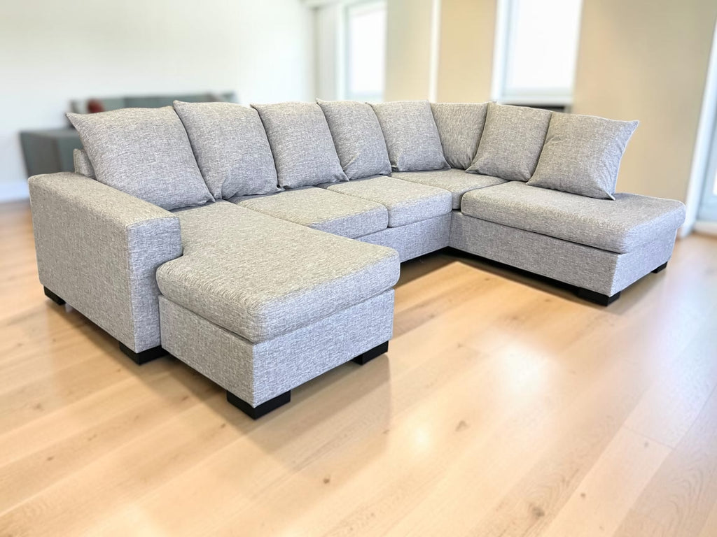Large U-Shaped Sectional Sofa in Light Grey