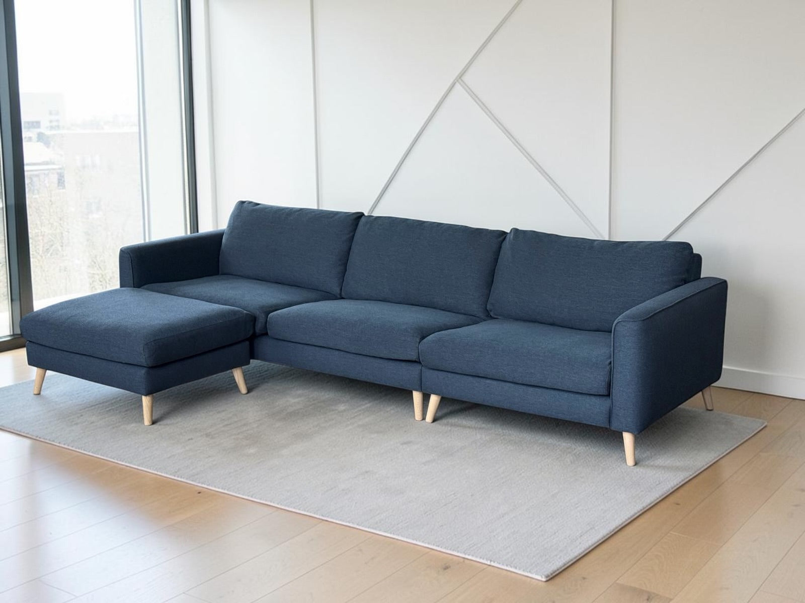 Premium Extra-Large Sofa with Movable Ottoman (300x100 cm) – Goose Down Filling