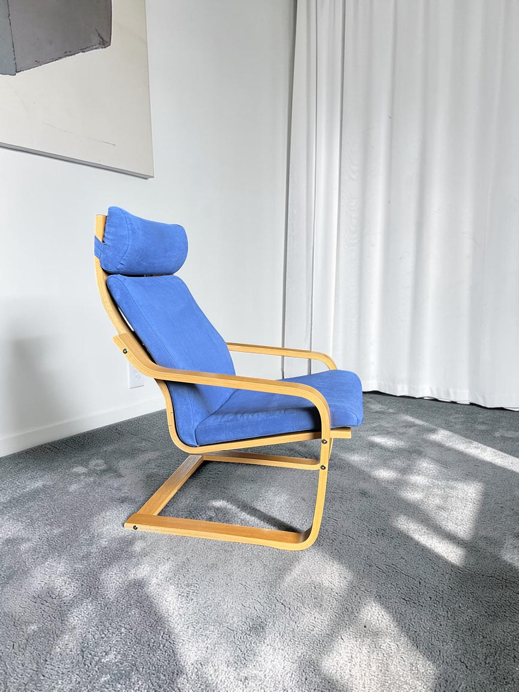 Cozy Blue Velvet Swivel/Rocking Armchair