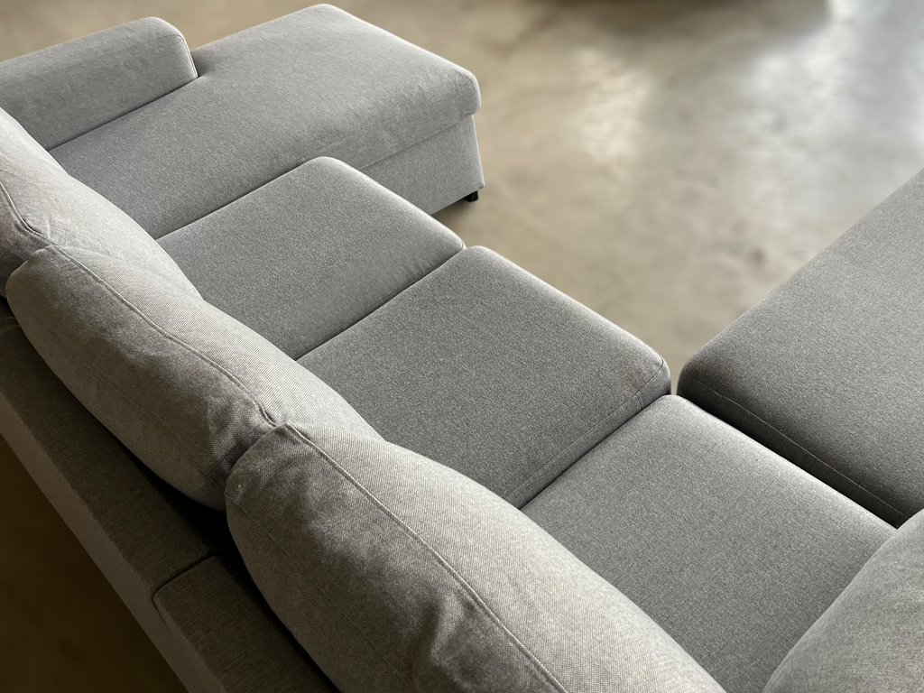 Spacious Light Grey U-Shaped Corner Sofa