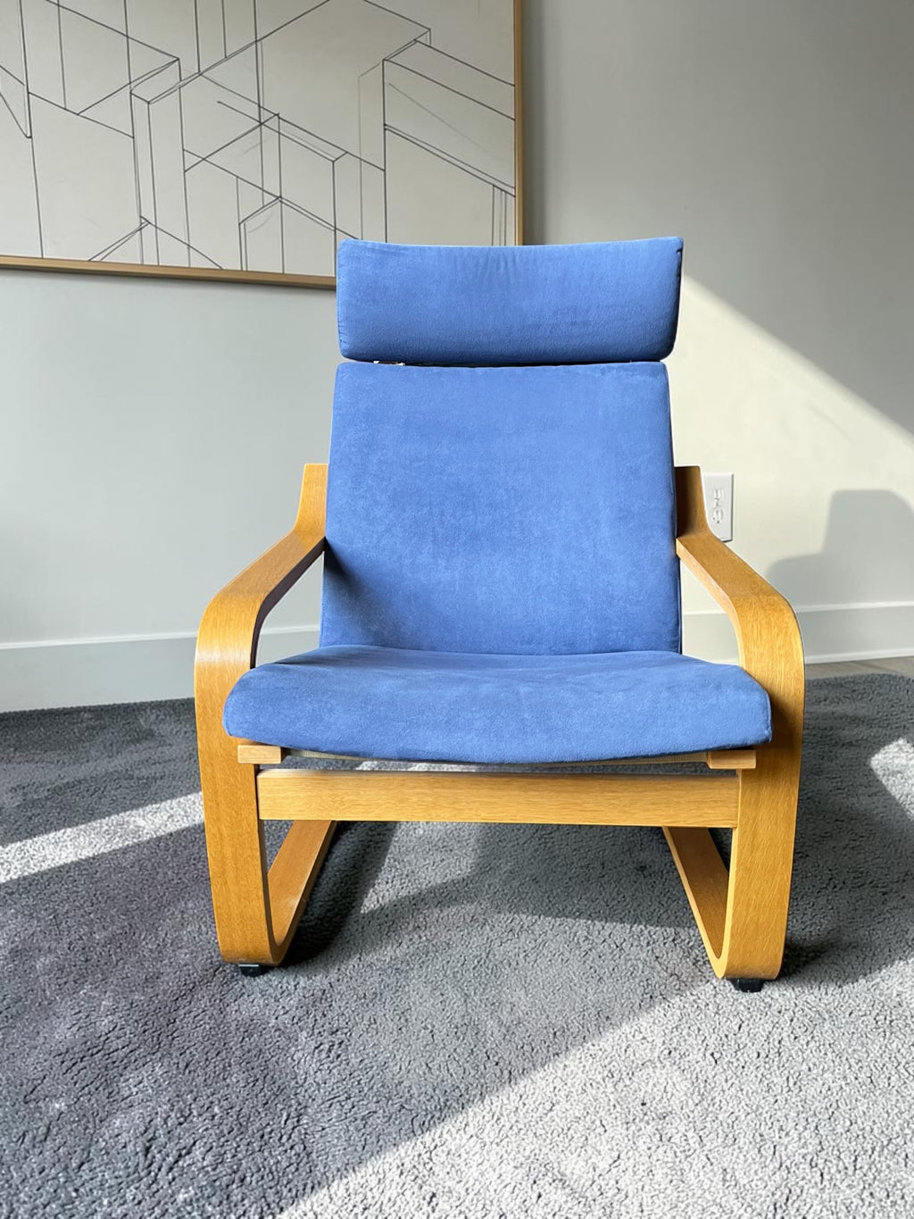 Cozy Blue Velvet Swivel/Rocking Armchair
