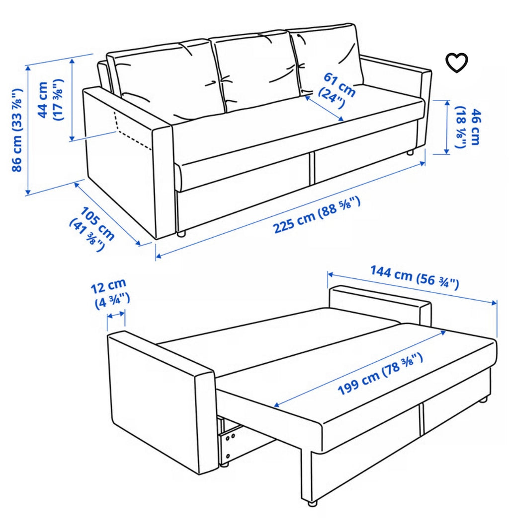 3-Seat Leather Sleeper Sofa Bed