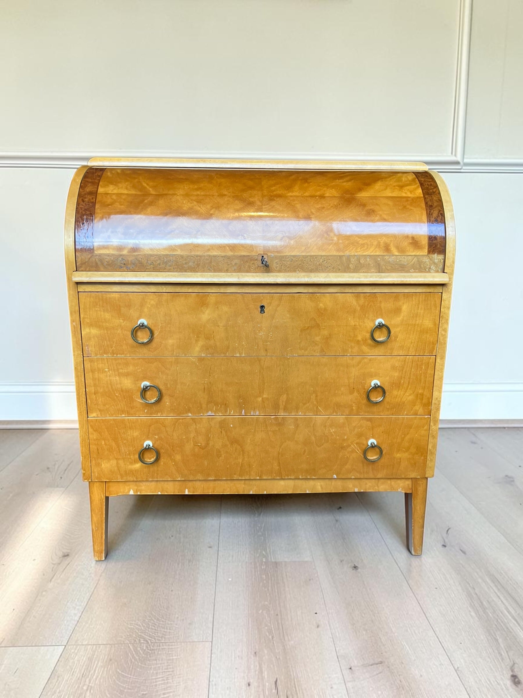 Vintage 1940s Swedish Cylinder Bureau