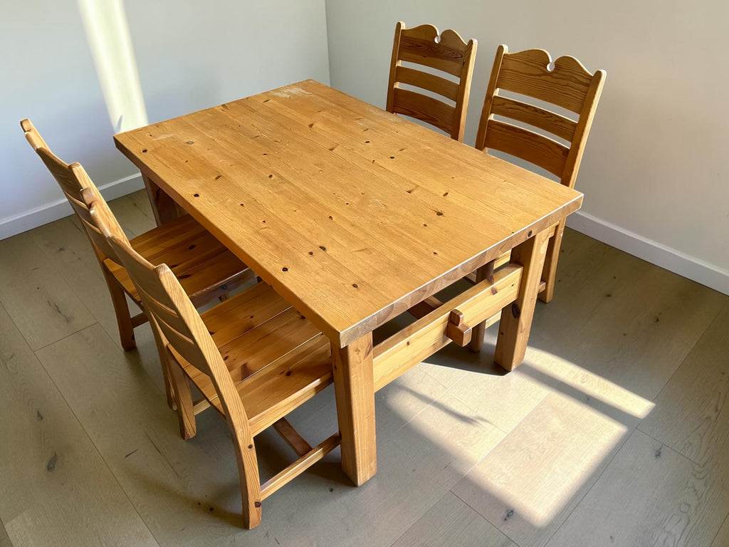 Solid Wood Dining Table Set (Table & 4 Chairs)