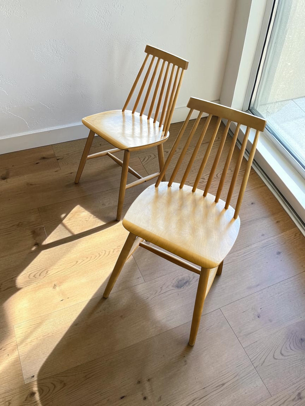 2 solid wood chairs