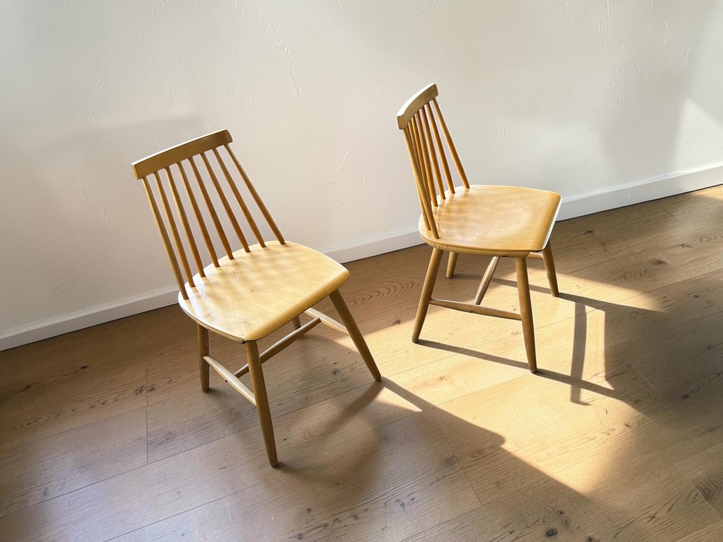 2 solid wood chairs